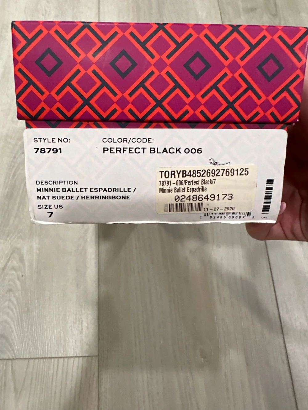 Tory Burch Black Espadrille Ballet Flats with Trim